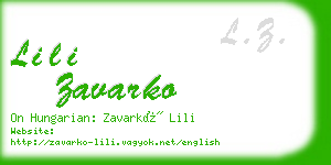 lili zavarko business card